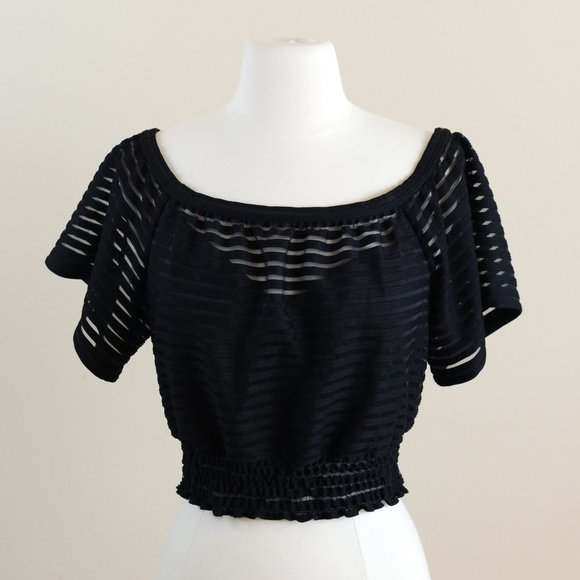 Tracy Reese Off-The-Shoulders Black Crop Top Size Small - Picture 3 of 13